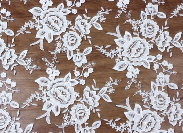 Mesh Embroidery   Fabric  Fashion  Lace for Bridal Dress Black Ivory Double Color