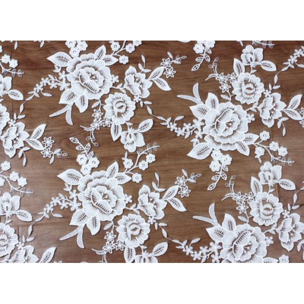 Mesh Embroidery Fabric Fashion Lace for Bridal Dress Black Ivory Double Color
