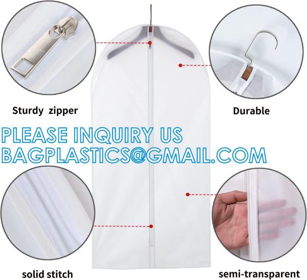 Translucent Clothes Are High Quality And Dustproof Recycled Poly Custom Hanging Garment Cover Bag White