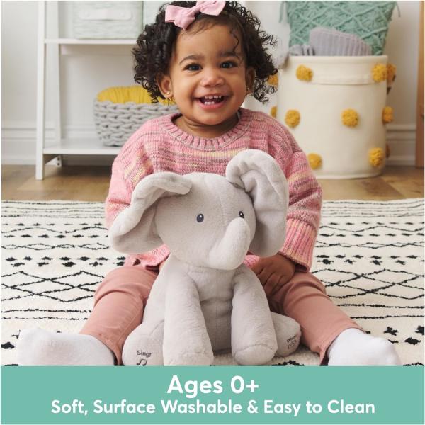 GUND Bebê Animado Flappy O Elefante Plush, Cantando Brinquedo de Bebê de Animais Recheados para Idades 0 e Mais, Cinza, 12