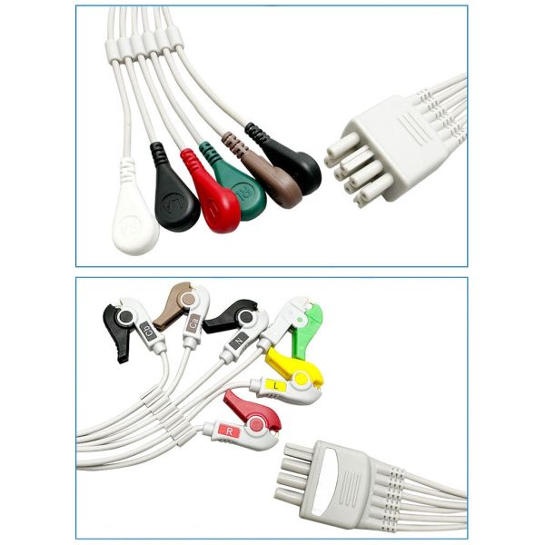 Nihon Konden KB3-HS6I Six-Lead Medical Consumables Compatible Adult ECG Connection Cable CE Certified Class II 0.9m For ECG