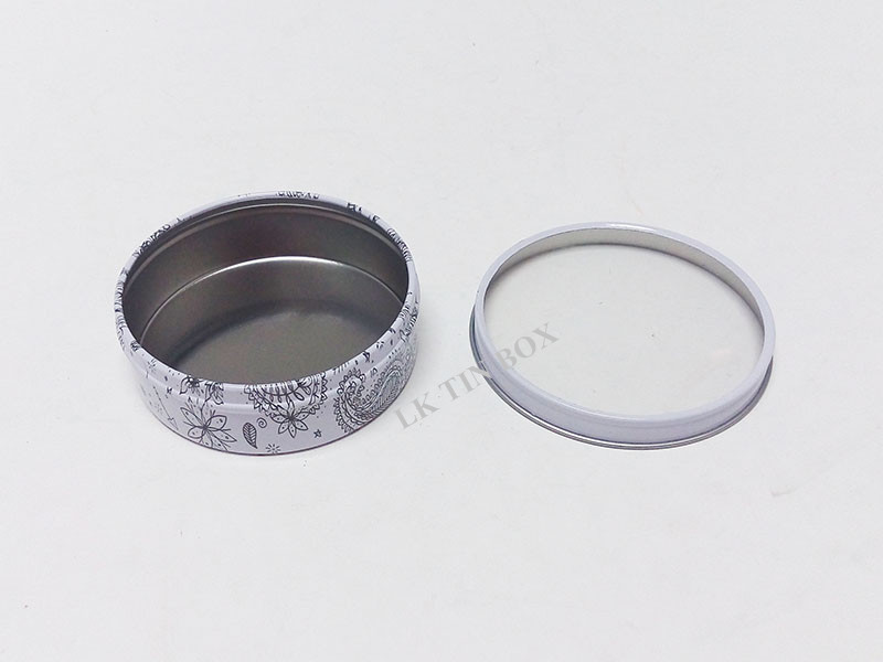 Plain Silver Small Metal Containers Round Tin Box With Screw Lid D 70 x 23mm