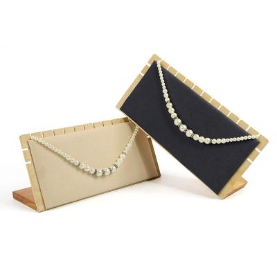 Rectangular Notched Edge Wooden Jewelry Display Rack Stand for Pendant