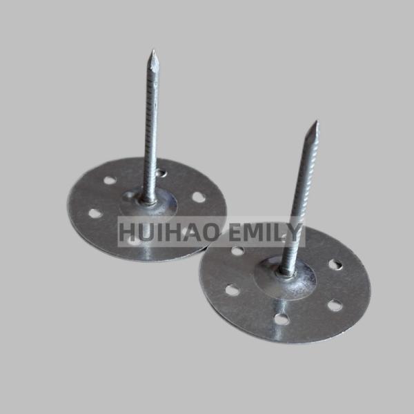 Round Perforated Metal Base Plate Rockwool Insulation Pins Galvanized 80mm Length