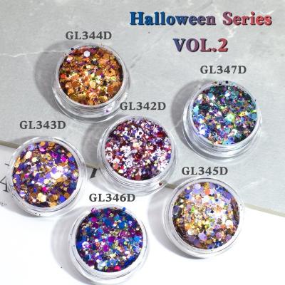 Arco iris de color holográfico mezclado Hexágono Ornamento de Halloween Tumbler