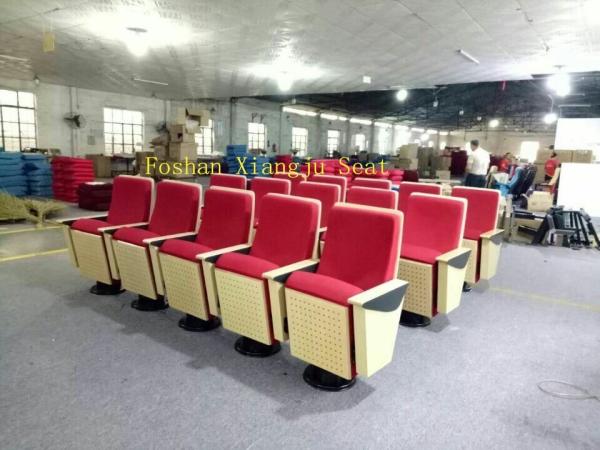 Wood Panel Church Auditorium Chairs ABS Writting Pad Lecture Hall Chair 580mm Dimention