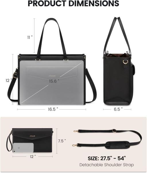 LOVEVOOK Laptop Bag for Women, 15.6 inch Laptop Tote Bag 2-in-1 Professional Work Bag Business Briefcase with Clutch