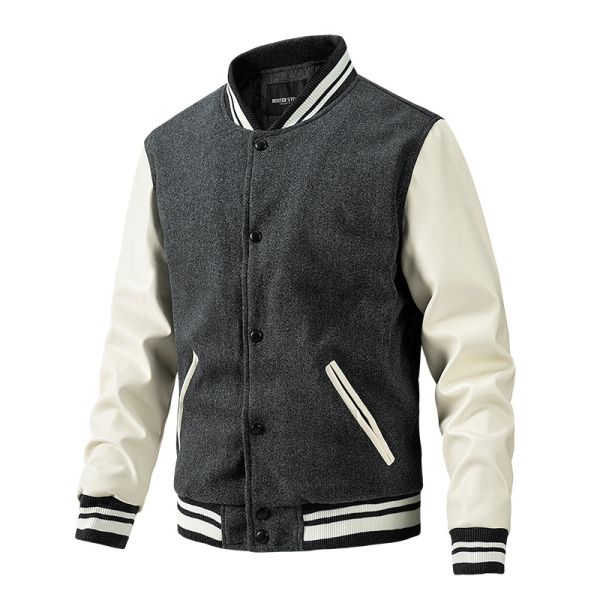 Winter Stand-up Collar Quilted Jacket for Customized Sample Men's Baseball Jacket
