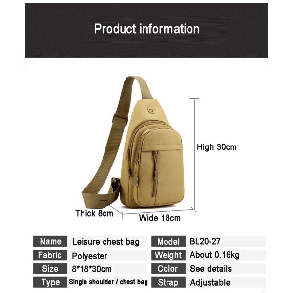 Multifunctional Crossbody Sling Bag Nylon Fabric Camo Sling Bag Unisex BSCI