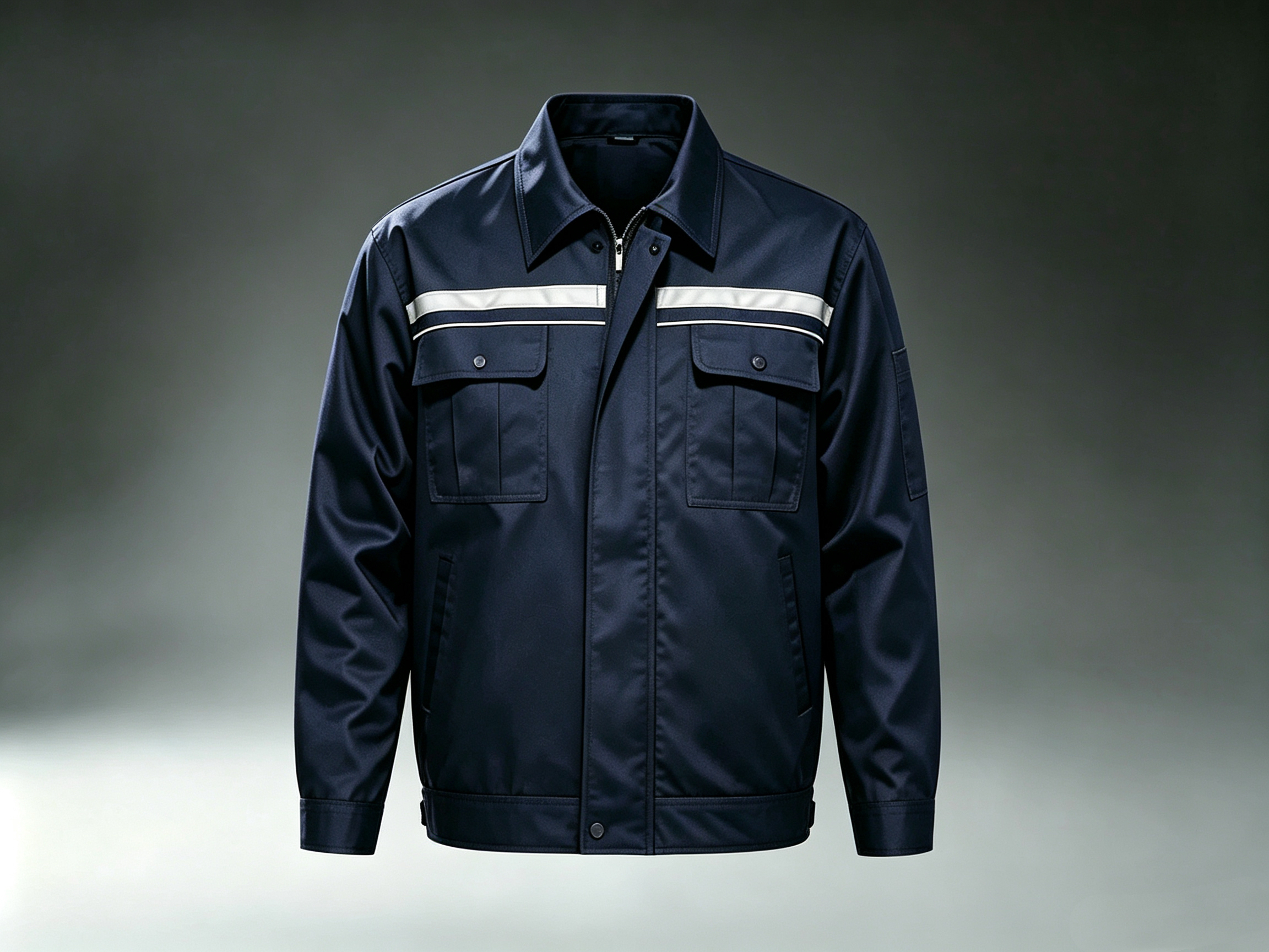Durable 100% Polyester workwear suit with high-visibility reflective strip and tear-resistant fabric for industrial use