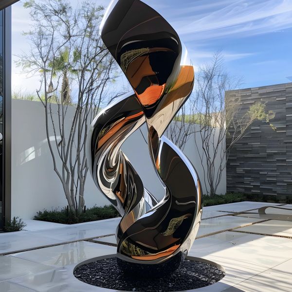 Customized Colors Modern Abstract Mirror Stainless Steel Sculpture for Outdoor Decoration from Model