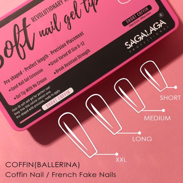 SAGALAGA Nails 500pcs Full Cover Soft Tips Clear for Gel Nail Polish Soak Off Easy Nail Extensions French Style