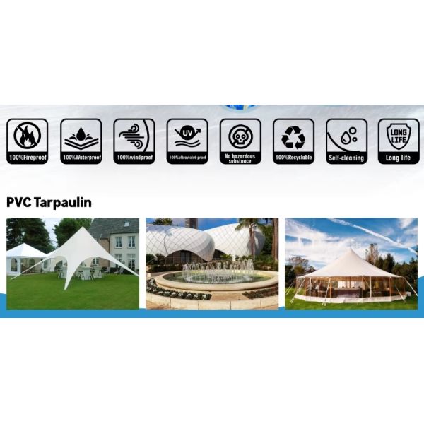 Fabricant de bâche en PVC imperméable pour tente de plein air, rouleau de tissu pour auvent 1000D 20X20 650GSM