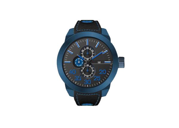 Oversize Mens Leather Strap Watches , Leather Belt Watches SS Back Cover