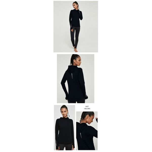 Hoodie йоги быстрый сухой Breathable с пуловером легковеса отверстия большого пальца руки задействуя