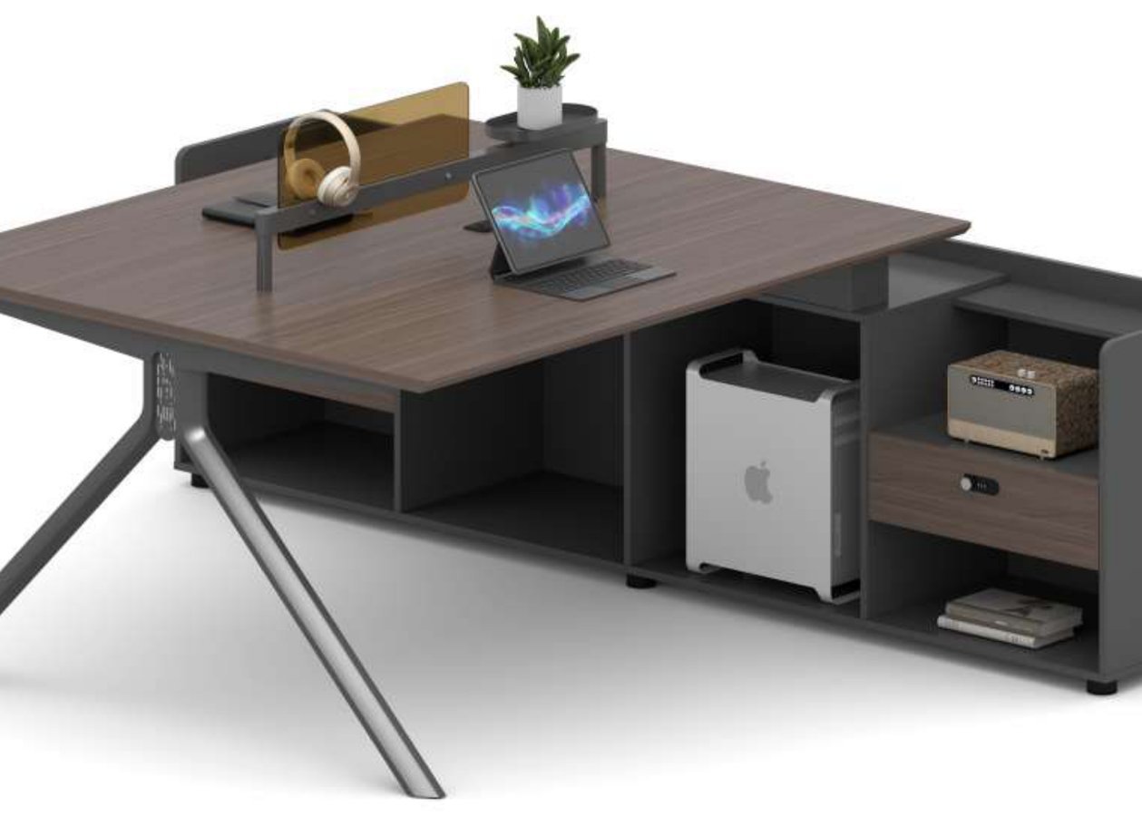 Computer Desk with Side Storage Cabinet-Desks