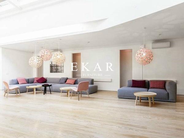 European Contemporary Style Furniture Pink and Grey Fabric Morden Sofa Set