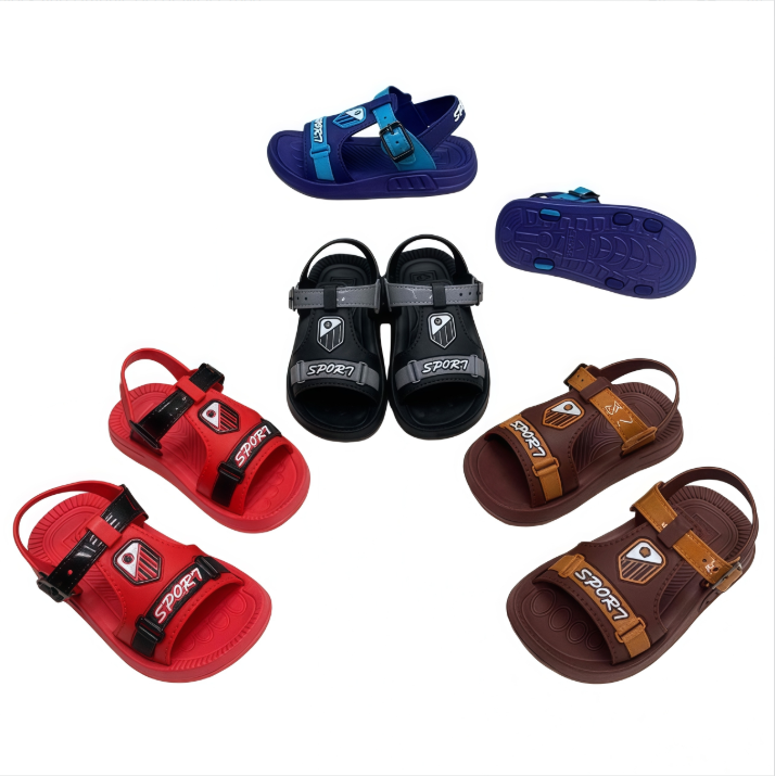 Factory Direct Kids EVA Sporty Sandals with Color Block and Graphic Decor MOQ 1800