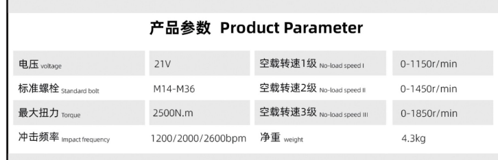 Professional Grade Electric Impact Wrench Cordless Lithium-Ion 21V with 2500Nm Max Torque for Industrial & Automotive Use