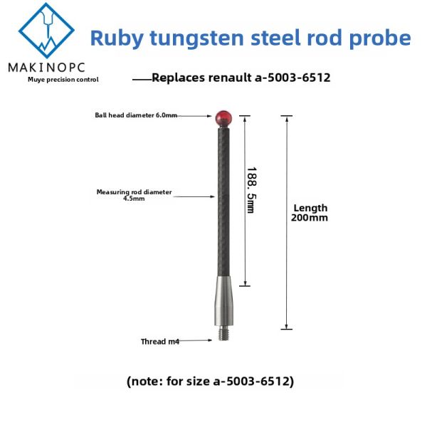 Makinopc CNC Machine Tool Probe Head with M4 Thread New Condition Domestic Steel 3D Ruby Core Engine Component 3 Months Warranty