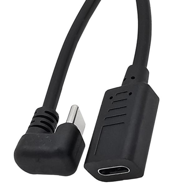 Type C Extension Cable With 90 Degree Elbow 30cm PVC Male To Female USB 3.1