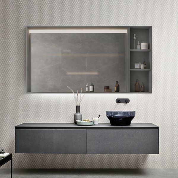 Solid Wood Bathroom Mirror Cabinet , Mirror Jewelry Cabinet With LED Light