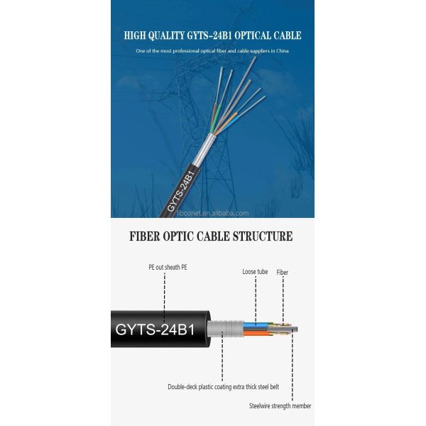 1 Core FTTH Waterproof Armored Outdoor Yellow Fiber Optic Cable for Country Markets