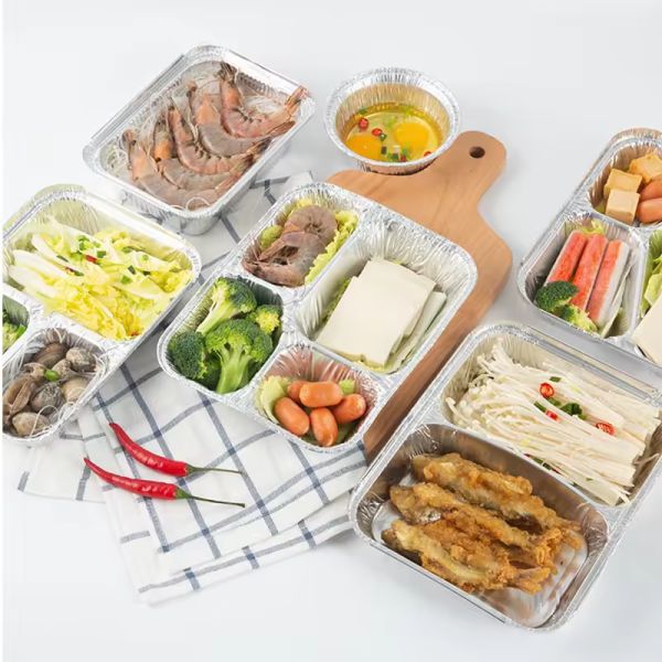 PP Lid Aluminum Foil Lunch Box for Outdoor Dining Safe and Environmentally Friendly