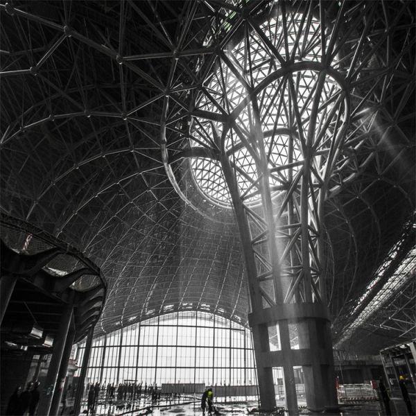 EPS Roof Architecture Steel Space Frames Airport 960mm Roof Customized