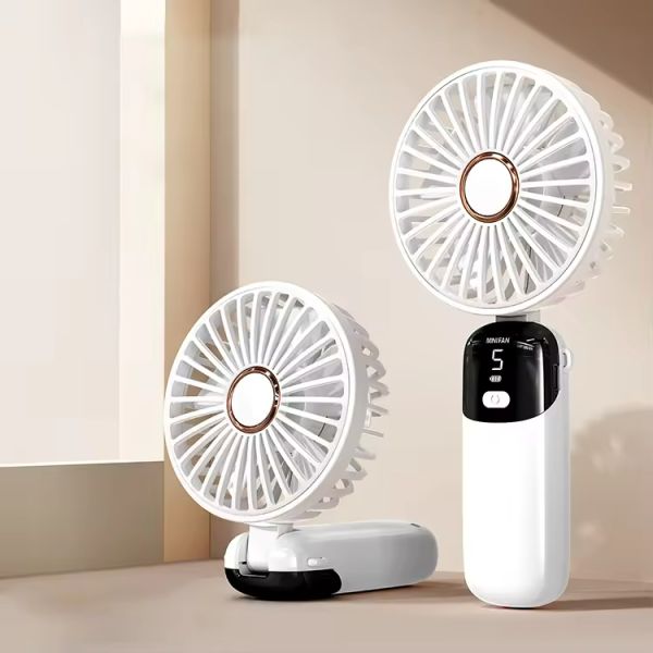 Mini Desk Foldable Fan 1200mAh 5 Speeds Ultra Quite Portable Handheld Fan for Women Girl