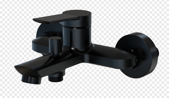 Wall Mounted Bath Mixer Taps Black Brass Single Lever Surface Mounted Fitting