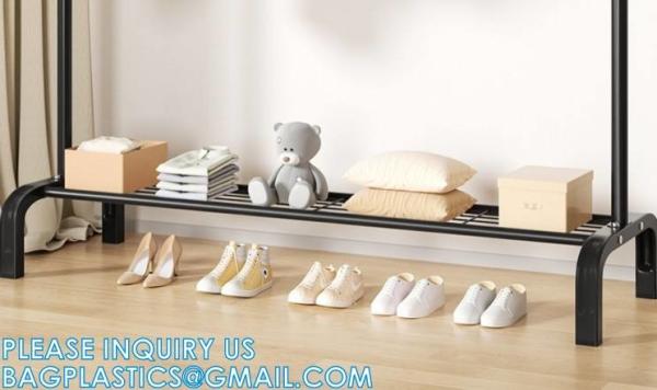 Clothes Rack, Garment Rack, Clothing Rack for Hanging Clothes, Drying Rack Hanger, Steel Frame, Mesh Storage Shelf