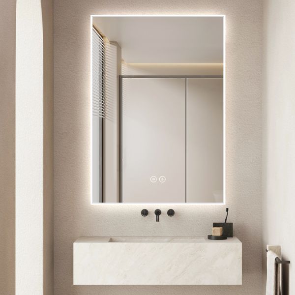 Acrylic Frame Smart Touch LED Demister Mirror , Bathroom Mirror With Lights And Demister