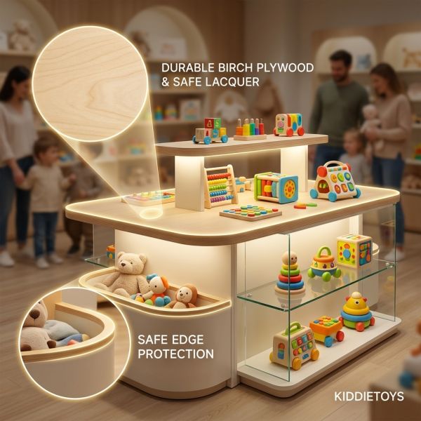 Interactive Toy Display Table Birch Plywood Play Zone Baby Store Furniture for Retail Shop