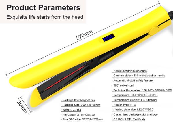 35W Adjustable Temperature Infrared Flat Iron Titanium Plate Suitable For All Hair