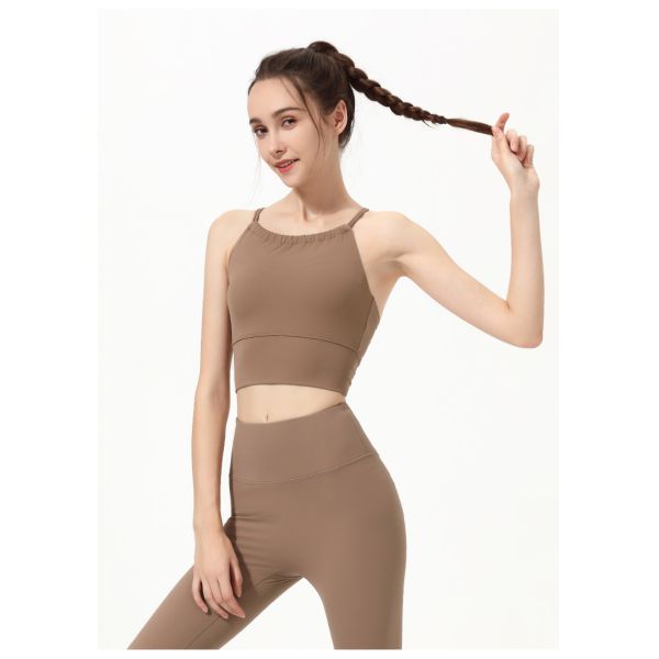 Crop Top Women's Teal Halter Neck Sports Bra High Support Moisture Wicking