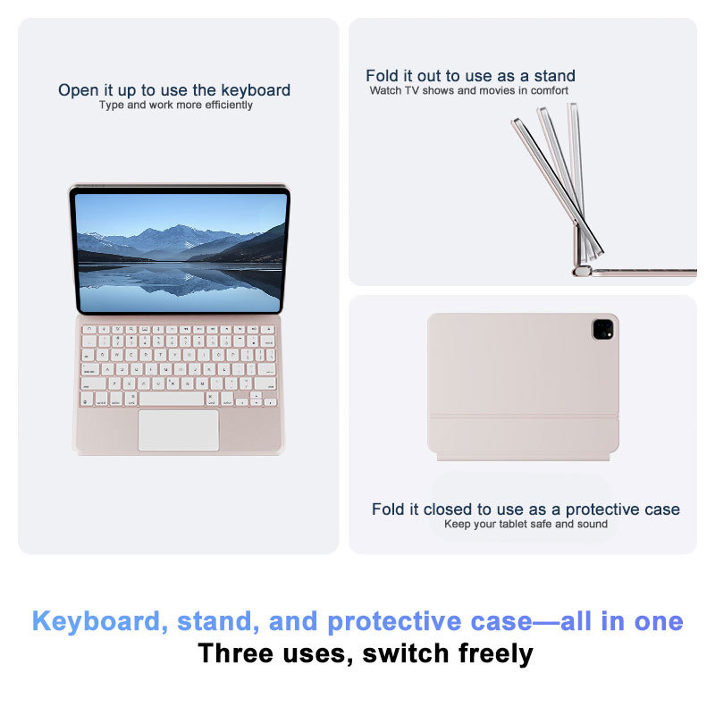 Wholesale Magnetic Keyboard Case with Glass Trackpad for iPad Pro 13 M4/M5 & 12.9 2018-2026 - Aluminum Alloy Shell