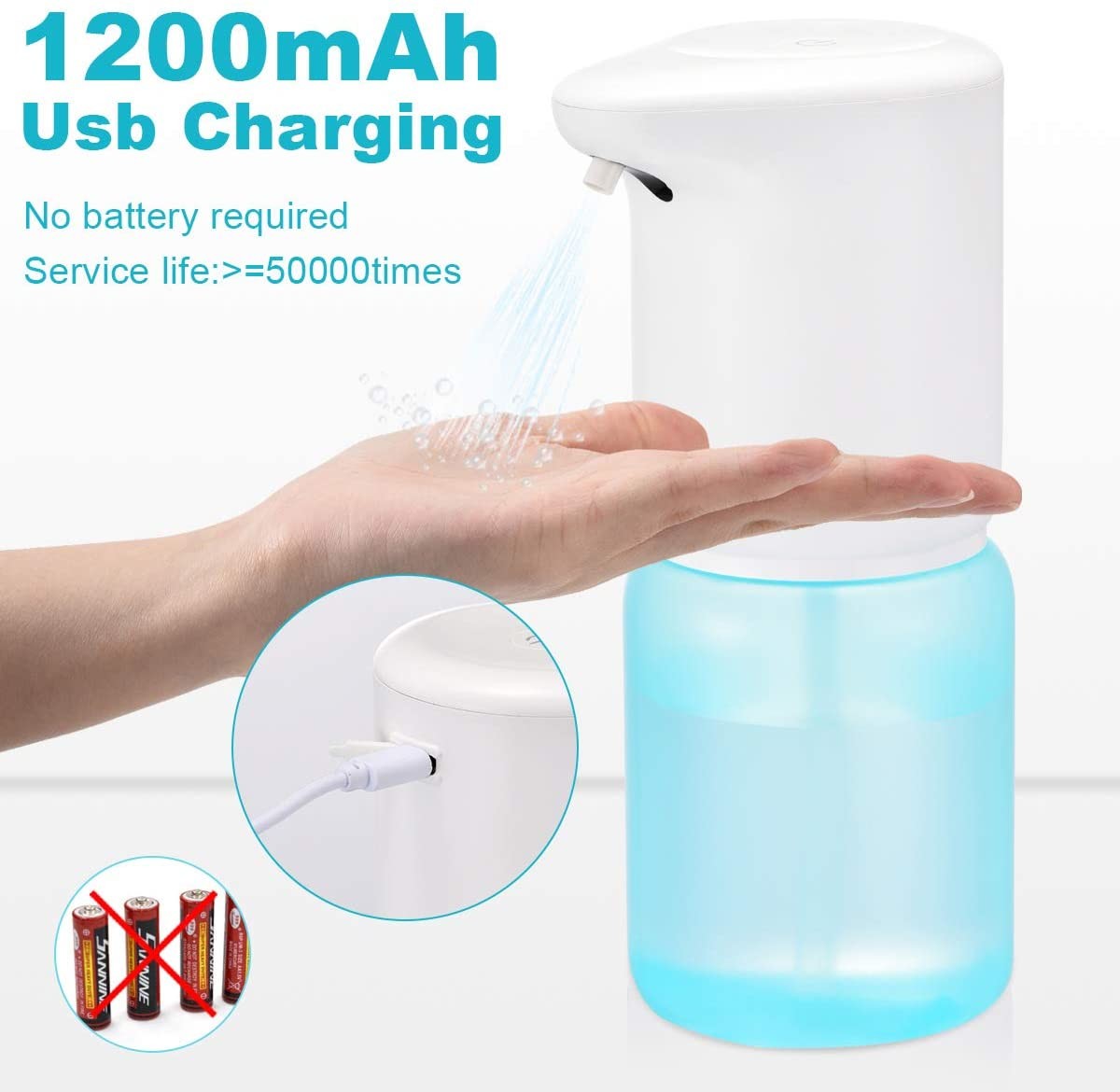 автоматическая бутылка брызг тумана распределителя 1200mAh Rechargable мыла брызг 4.5W пластиковая