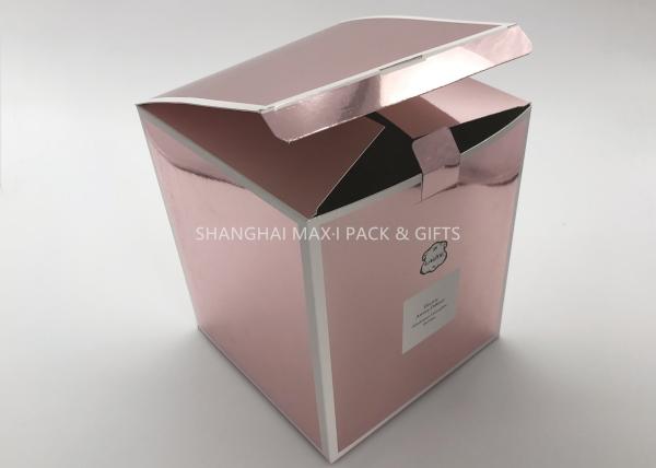 Pink  Folding Cardboard Gift Boxes , Gold Foil Gift Boxes Holographic Advertising Display