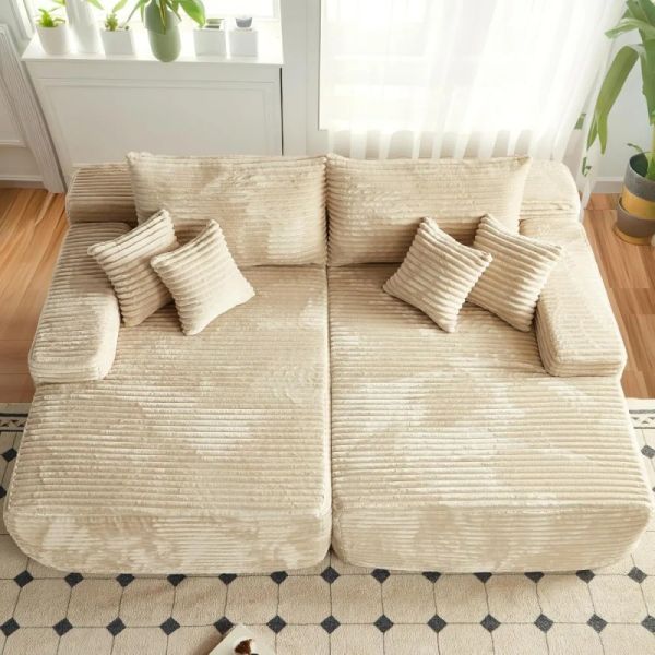 Modern Corduroy Modular Sectional Sofa Set Vacuum Compressed Sofa Recliner High Density Sponge Sofa Couch for Living Room