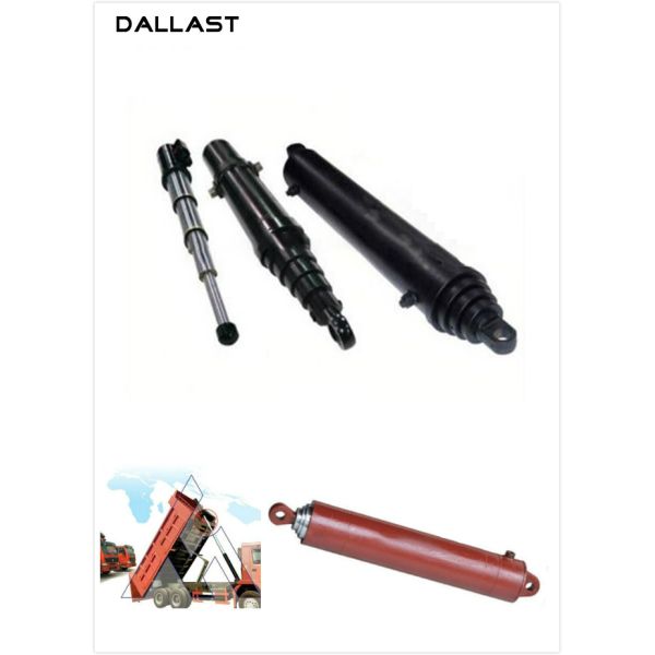 Cilindros hidráulicos telescópicos de efecto simple del camión volquete con la construcción soldada con autógena resistente