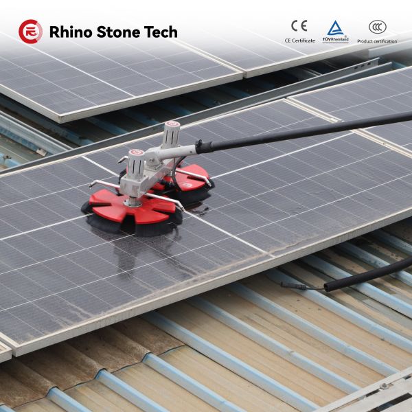 Photovoltaic Cleaning Brush with Carbon Fiber Telescopic Rod Dual Brushless Motor and Five-Lobe Brush Head for Solar Panel Cleaning