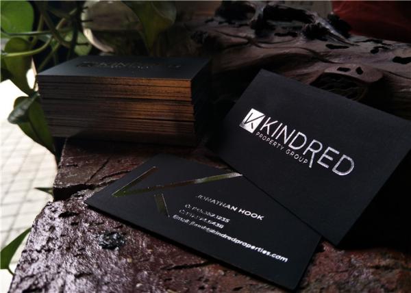 Premium Black And Silver Business Cards , Velvet Feel Business Cards Lightweight