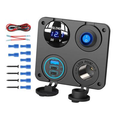 Waterproof Dual PD QC3.0 90W Car Phone Charger Voltage Switch