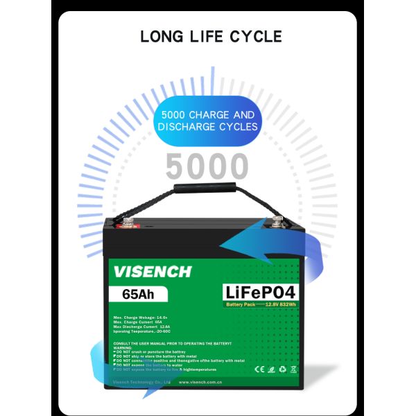 Visench Litium Batterie Li Ion Lithium Lifepo4 12V 65Ah Solar Energy System Battery