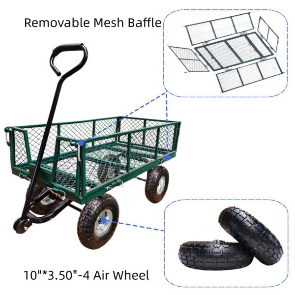 Ironton Steel Garden Cart 440 lb Capacity Heavy Duty Garden Dump Truck Rubber Inflatable Wheel