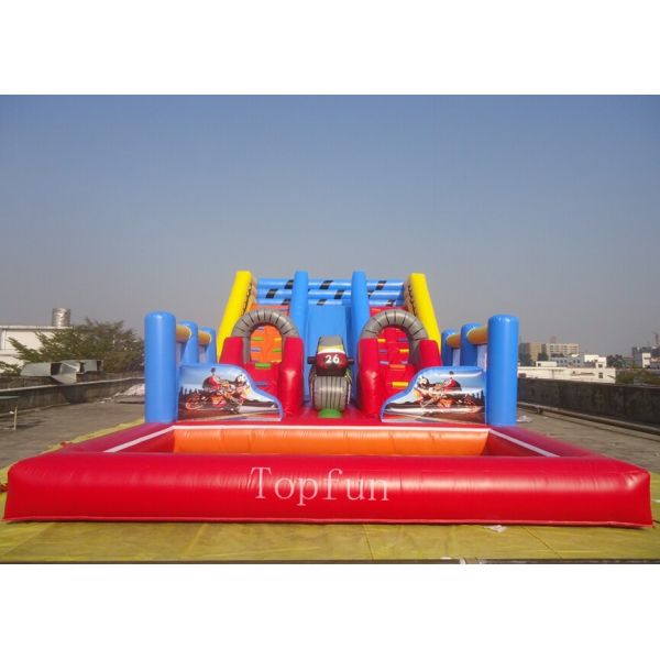 Red Multifunctional Inflatable Water Slide With Obstacles N Pool