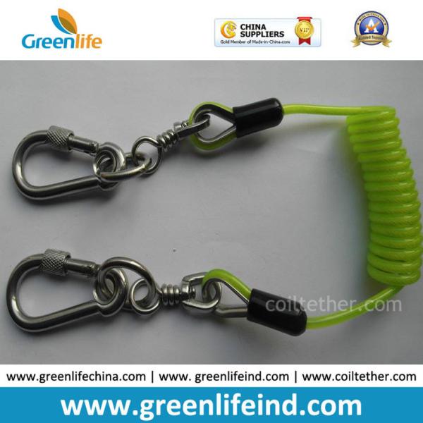 Transparent Orange Spring Coiled Lanyard Wire Rope for Tools Safety
