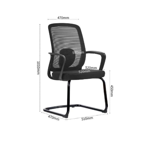 Ergonomic Office Swivel Chair with 150kg Max Weight Capacity and Breathable Mesh Fabric on Electroplated Bow-shaped Frame