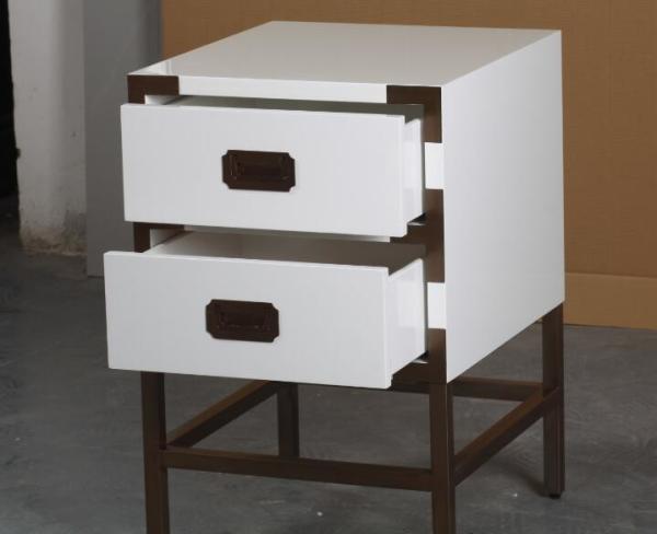 Elegantly Wooden Hotel Bedside Tales With 2 Drawers , Metal Frame